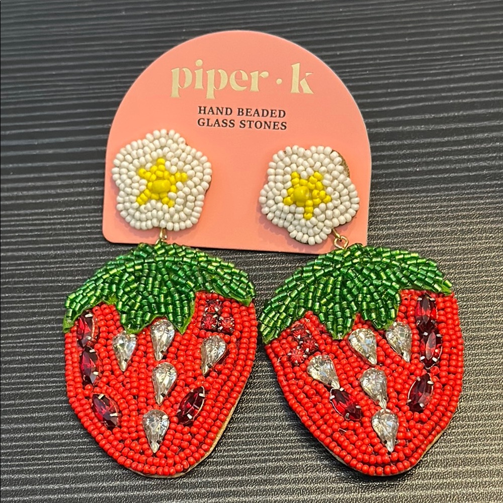 Piper K Beaded Strawberry Earrings